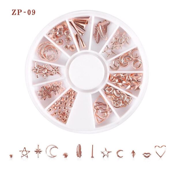 1 Box Round Nails Charms Studs Metallic Rivet Heart Moon Star Nail Tips Decorations Manicure Tools - Image 4