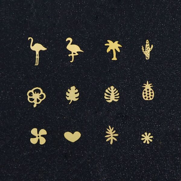Rivet Paillette Glitter Nail Art Decor Hollow Nail Flakes DIY Gold Metal Slices Nail Jewelry Sequins Flamingos Leaf Fruit - Image 2