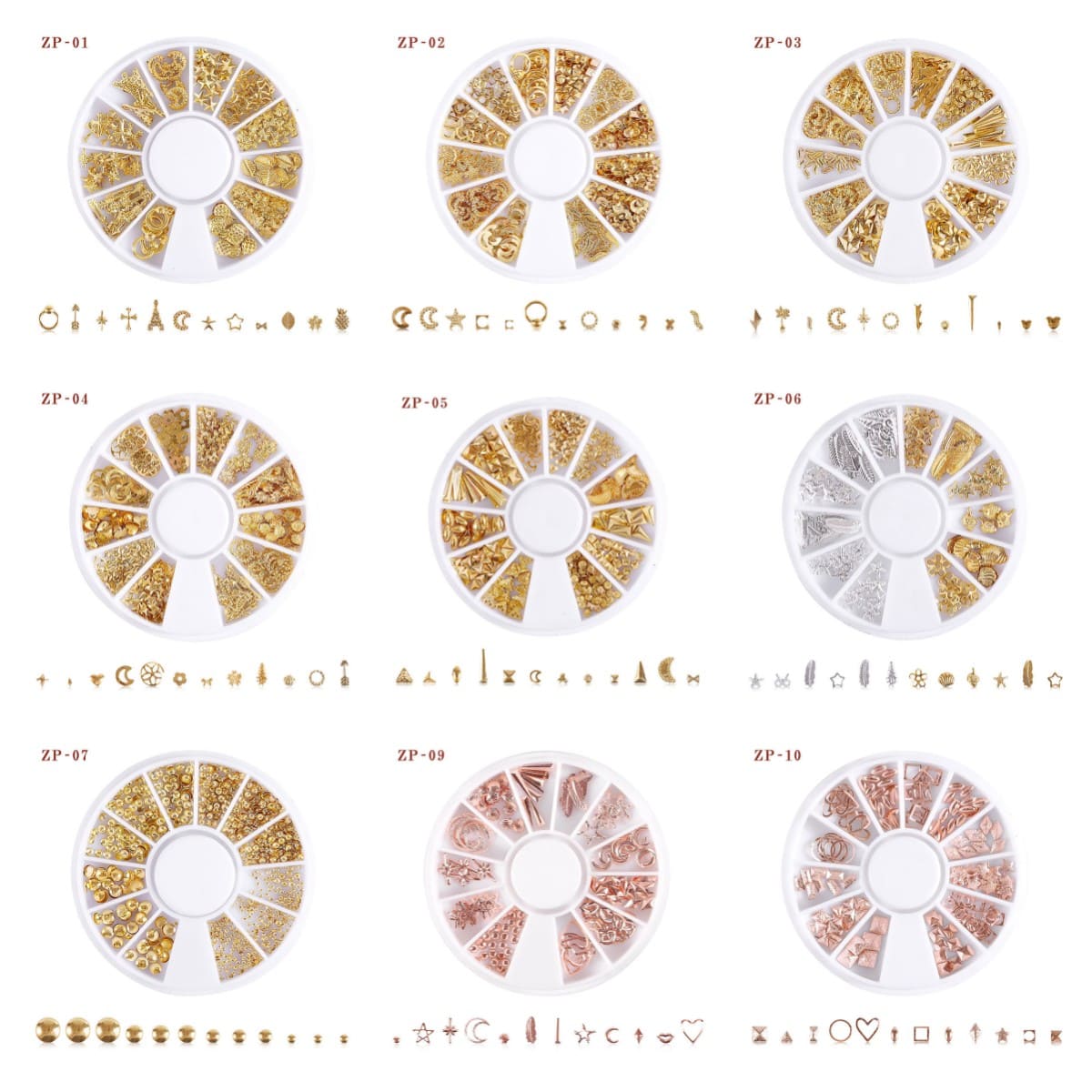 1 Box Round Nails Charms Studs Metallic Rivet Heart Moon Star Nail Tips Decorations Manicure Tools - Image 3