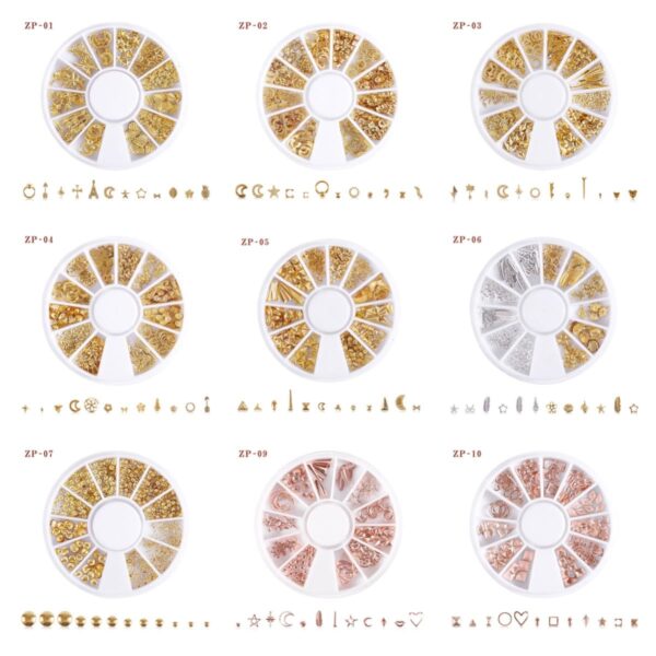 1 Box Round Nails Charms Studs Metallic Rivet Heart Moon Star Nail Tips Decorations Manicure Tools - Image 3