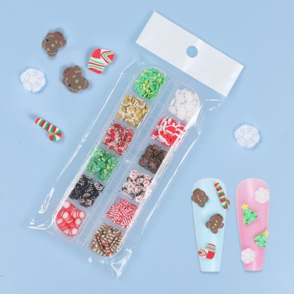 Mixed Xmas gingerbread man snowflake Polymer Clay Slices Christmas Embellishments Festival Nail art charms Designs - Image 9