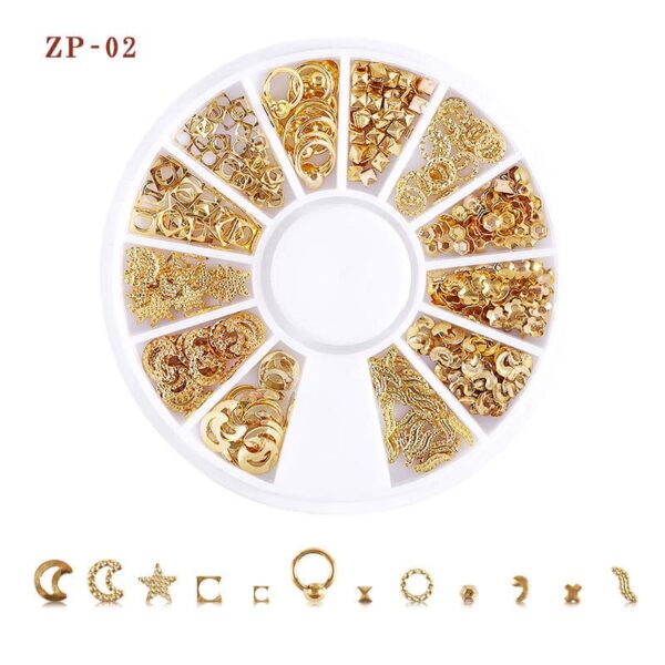 1 Box Round Nails Charms Studs Metallic Rivet Heart Moon Star Nail Tips Decorations Manicure Tools - Image 2