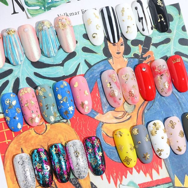 Rivet Paillette Glitter Nail Art Decor Hollow Nail Flakes DIY Gold Metal Slices Nail Jewelry Sequins Flamingos Leaf Fruit - Image 8