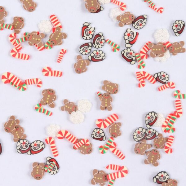 Mixed Xmas gingerbread man snowflake Polymer Clay Slices Christmas Embellishments Festival Nail art charms Designs - Image 3