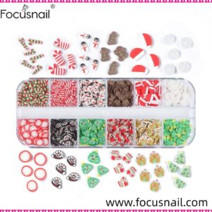 Mixed Xmas gingerbread man snowflake Polymer Clay Slices Christmas Embellishments Festival Nail art charms Designs