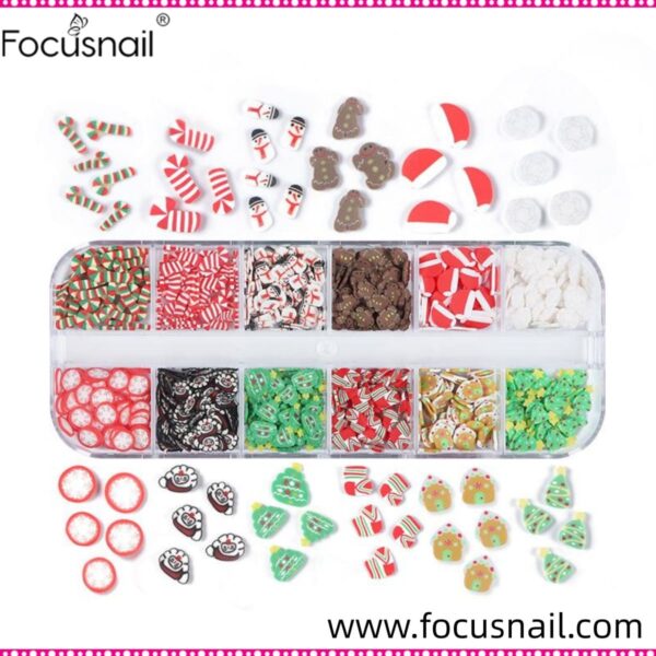 Mixed Xmas gingerbread man snowflake Polymer Clay Slices Christmas Embellishments Festival Nail art charms Designs