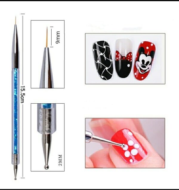 Nail Art Brushes - Double-Ended Nail Polish Detail Brush Dotting Pen with Crystal Handles - Image 7