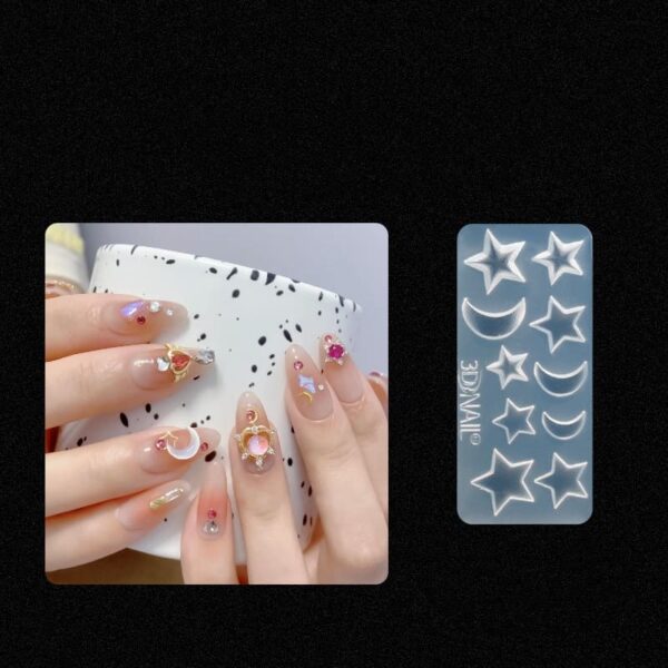 Nail Filling Silicone Mold Kit Flower Moon Engraving Mold Nail Art Template Silicone Mold Manicure Tool Silicone Mold Making Ply - Image 4