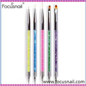 Nail Art Brushes - Double-Ended Nail Polish Detail Brush Dotting Pen with Crystal Handles