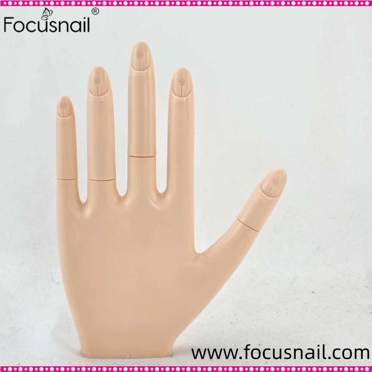 Fake Nails Nail Polish Practice Hand Realistic Art Adjustable Soft Silicone Manicure Hand Salon for Beginners