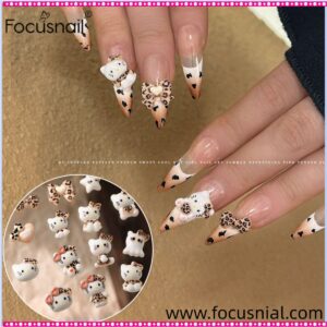 Kitty Nail Parts, approx.  Leopard Pattern Kitty Nail Tips / Nail Stickers / Nail Art Character Gel Nail Accessories Resin Nail Polish