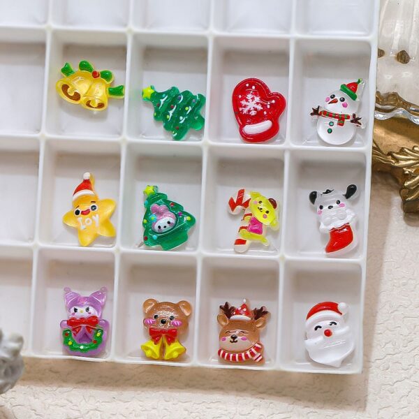 resin nail accessories with reindeer, Christmas tree and cartoon design, assorted Christmas accessories for crafts. - Image 4
