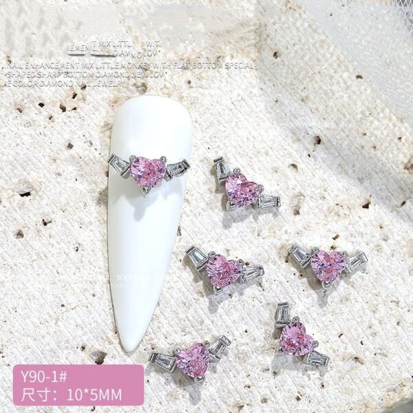 Elegant 3D bow heart and butterfly design in zircon for a beautiful manicure accessory - Image 5