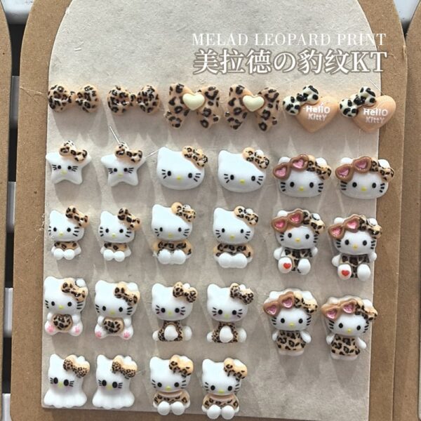 Kitty Nail Parts, approx.  Leopard Pattern Kitty Nail Tips / Nail Stickers / Nail Art Character Gel Nail Accessories Resin Nail Polish - Image 2