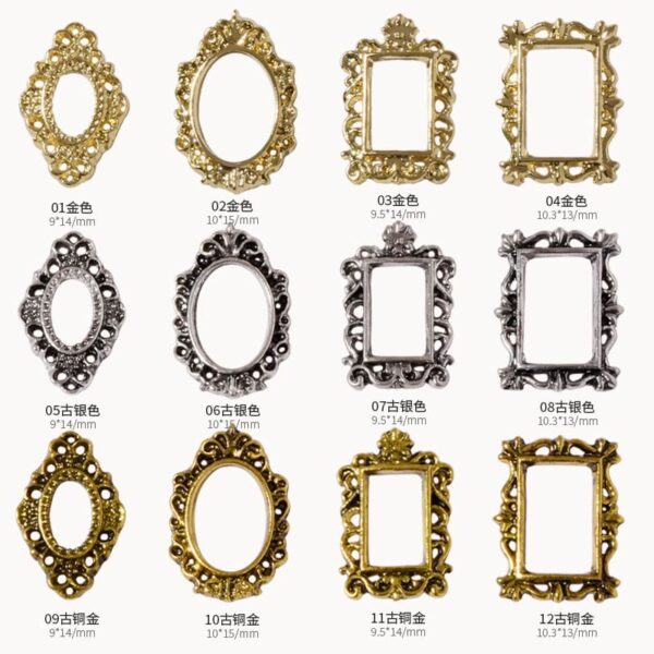 3D frame, frame, nail parts, nail art, retro, gel nail art, deco, resin seal, resin seal, handicrafts - Image 2