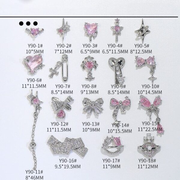 Elegant 3D bow heart and butterfly design in zircon for a beautiful manicure accessory - Image 4