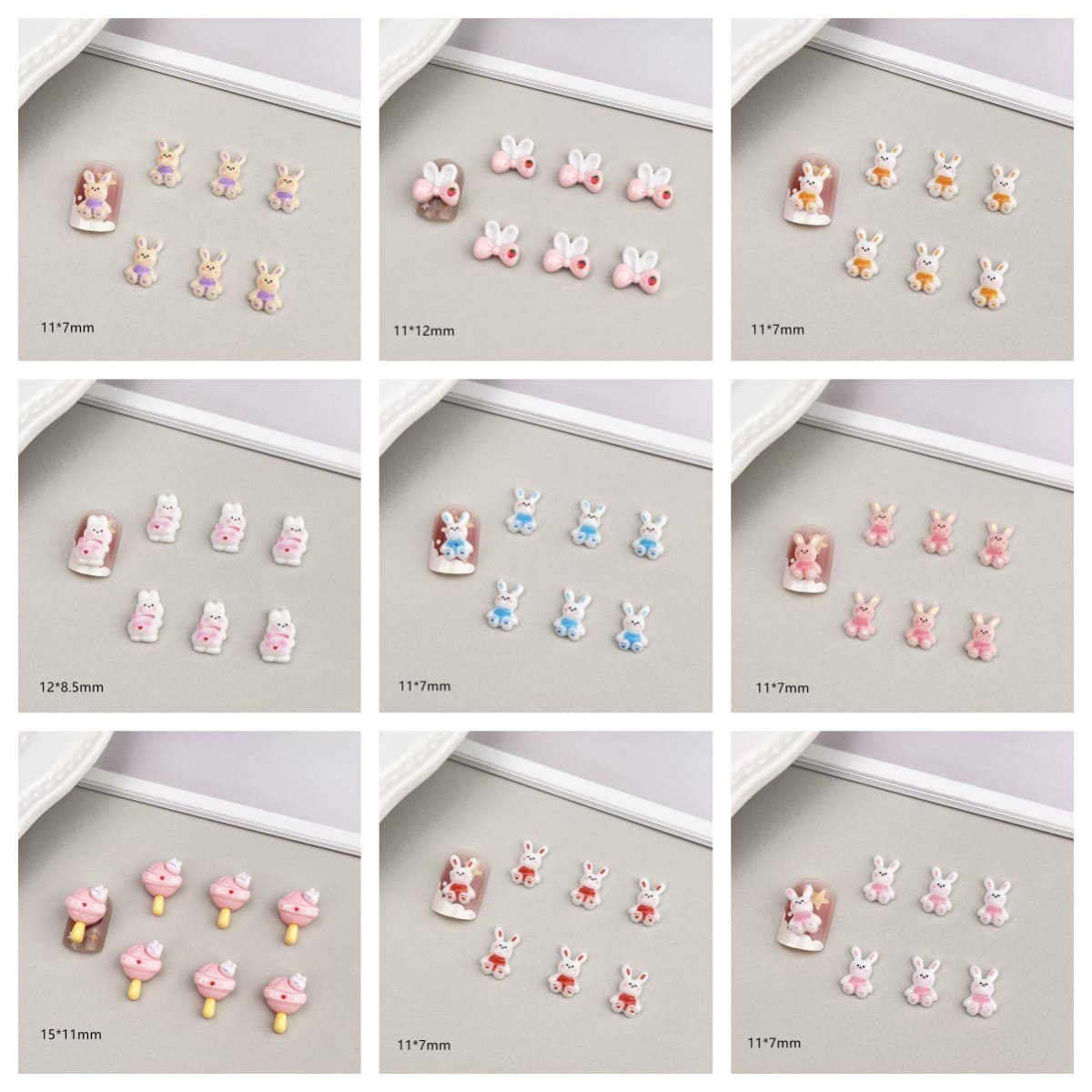 cartoon resin cute charms 3d nail art Accessories Lollipop Bunny nail art charms jewelry DIY Cream Glue Phone Case - Image 5