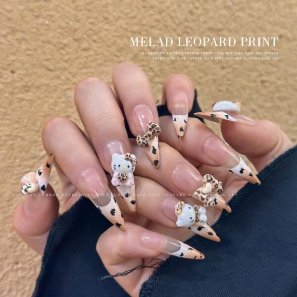Kitty Nail Parts, approx.  Leopard Pattern Kitty Nail Tips / Nail Stickers / Nail Art Character Gel Nail Accessories Resin Nail Polish - Image 5