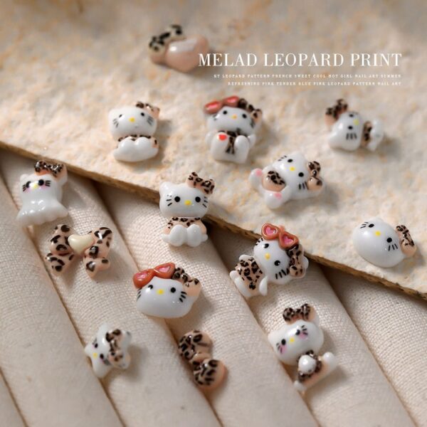 Kitty Nail Parts, approx.  Leopard Pattern Kitty Nail Tips / Nail Stickers / Nail Art Character Gel Nail Accessories Resin Nail Polish - Image 3