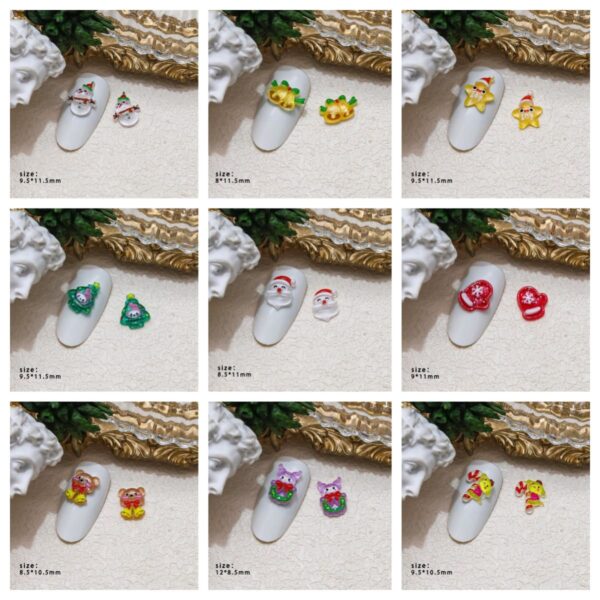 resin nail accessories with reindeer, Christmas tree and cartoon design, assorted Christmas accessories for crafts. - Image 5