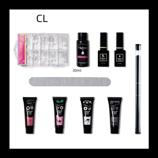 Poly Extension Nail Gel Kit Nail Extension Gel Set with Gel Top and Base Coat Slip Solution Poly Brush Nail Forms for DIY at Home Nail Art. - Image 8