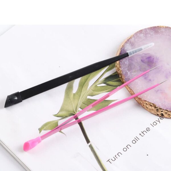 Tweezers Nail tweezers with silicone indenter for sticker, rhinestone eyelash extension tool - Image 4