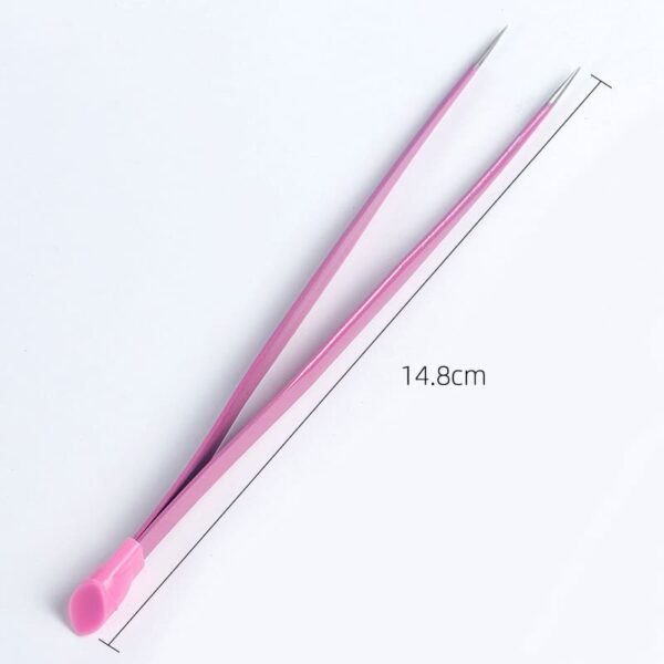 Tweezers Nail tweezers with silicone indenter for sticker, rhinestone eyelash extension tool - Image 6