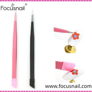 Tweezers Nail tweezers with silicone indenter for sticker, rhinestone eyelash extension tool