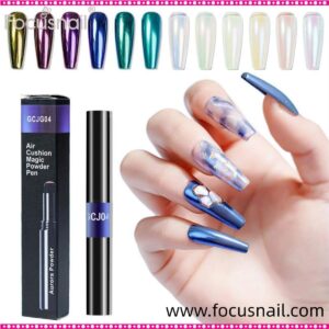 Nail Powder Cushion Pen Mirror Nail Art Glitter Multicolor Chrome Iridescent Gold Silver Chrome