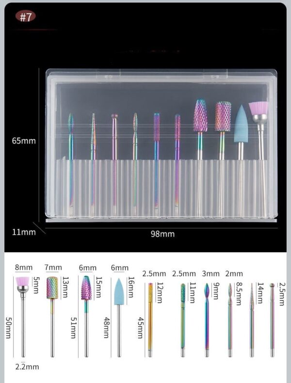 Portable Nail Drill Bits Kit Cuticle For Acrylic Nails Removal Manicure Shaping Remove Tools Home Salon Use Steel Nail Art Manicure Drill Bits - Image 3
