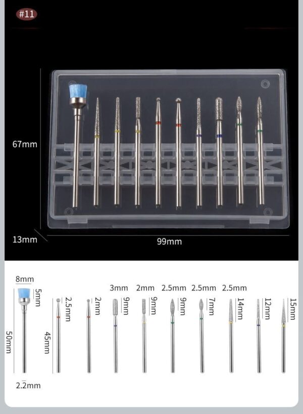Portable Nail Drill Bits Kit Cuticle For Acrylic Nails Removal Manicure Shaping Remove Tools Home Salon Use Steel Nail Art Manicure Drill Bits - Image 2
