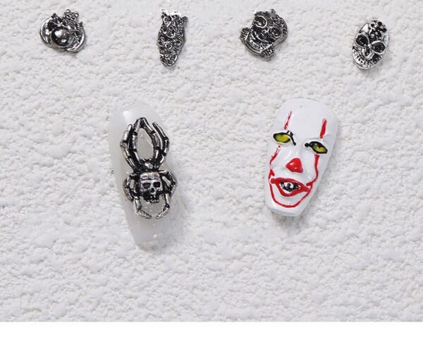 3D Black Halloween Nail Charms and Gems, Multi Shapes Black Spider Snake Skull Hand Skull Cross Gems Design Vintage Gothic Halloween Nail Jewelry for Halloween Holiday Nail Art DIY - Image 3