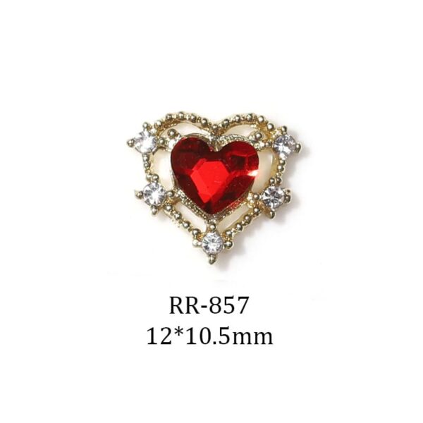 Heart Charms for Nails, Heart Nail Charms Nail Rhinestones 3D Diamond Nail Charms Alloy Nail Gems Nail Art Supplies for Women Girls Valentine's Day Wedding Manicure - Image 3
