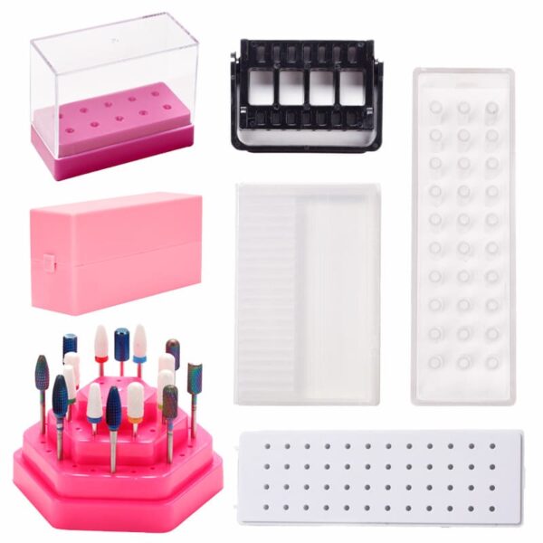 Nail Drill Bit Holder Stand Display Organizer Dust Proof Storage Container Box Case Tools For Home Use Or Nail Salon - Image 2