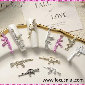3D Metal Gun Nail Charms, Alloy Weapon Gun Charms Nail Accessories Retro Silver Gun Design Nail Art Charms for Jewelry Making DIY Nail Art Decoration Nail Supplies,10pcs/set