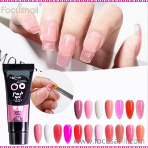 Poly Extension Nail Gel Kit Nail Extension Gel Set with Gel Top and Base Coat Slip Solution Poly Brush Nail Forms for DIY at Home Nail Art.