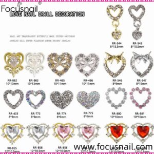 Heart Charms for Nails, Heart Nail Charms Nail Rhinestones 3D Diamond Nail Charms Alloy Nail Gems Nail Art Supplies for Women Girls Valentine's Day Wedding Manicure