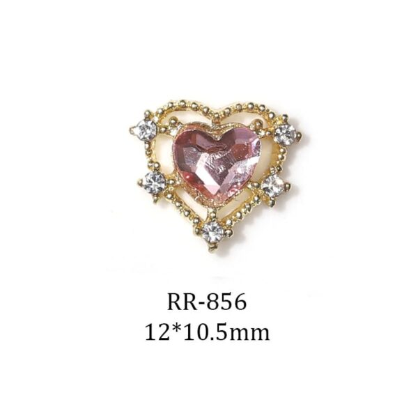 Heart Charms for Nails, Heart Nail Charms Nail Rhinestones 3D Diamond Nail Charms Alloy Nail Gems Nail Art Supplies for Women Girls Valentine's Day Wedding Manicure - Image 5