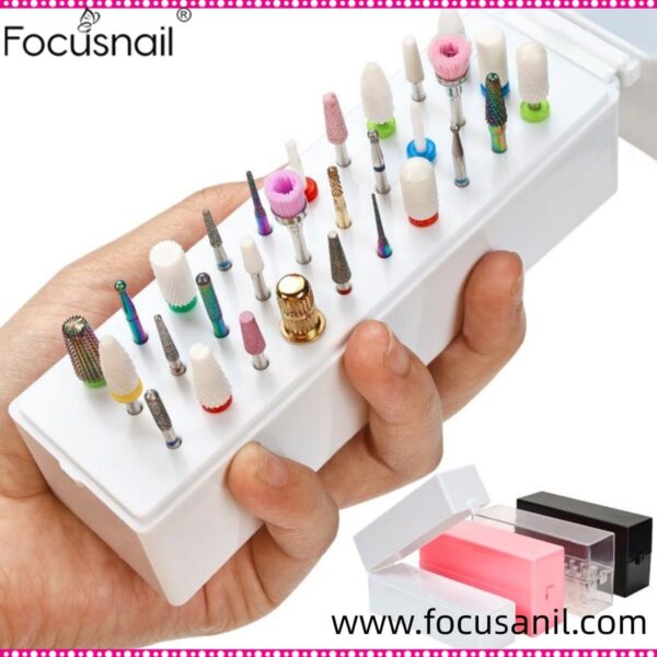 Nail Drill Bit Holder Stand Display Organizer Dust Proof Storage Container Box Case Tools For Home Use Or Nail Salon