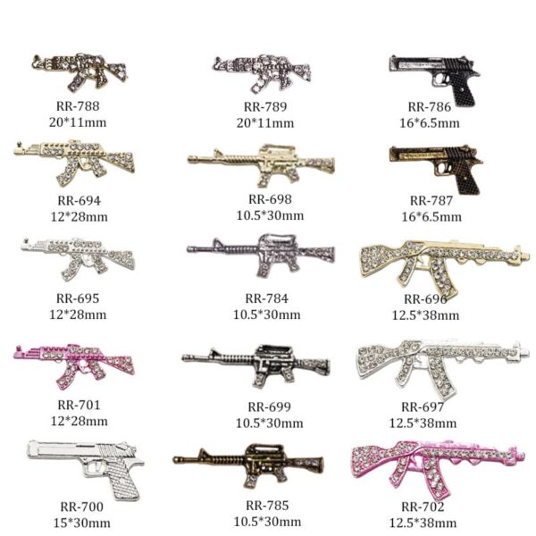 3D Metal Gun Nail Charms, Alloy Weapon Gun Charms Nail Accessories Retro Silver Gun Design Nail Art Charms for Jewelry Making DIY Nail Art Decoration Nail Supplies,10pcs/set - Image 4